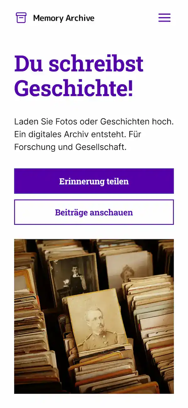 Mobile Ansicht der fAIr Research Startseite mit Logo, Slogan, Kurzbeschreibung und zwei Aktionsbuttons.